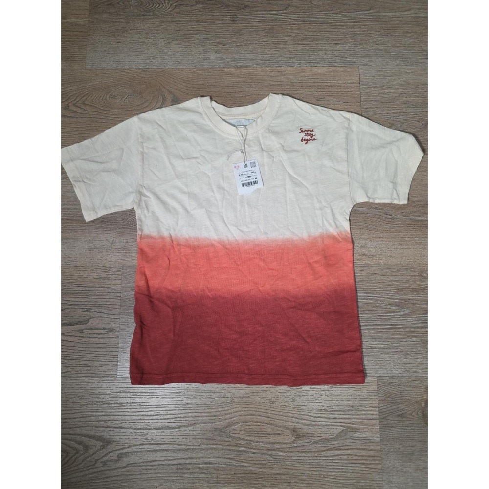 Zara Kids Boys T-Shirt Size 9-10 Years 140cm Ombre Red Cream NWT